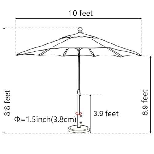 EliteShade USA 10-Year-Non-Fading 10Ft Market Patio Umbrella, UPF 50+ UV Protection Performance Sun Umbrella, Heavy Duty Commercial Grade Outdoor Table Umbrella with Crank & Tilt, Windproof Vented Top for Garden, Pool, Deck and Outdoor Playsets, Chestnut