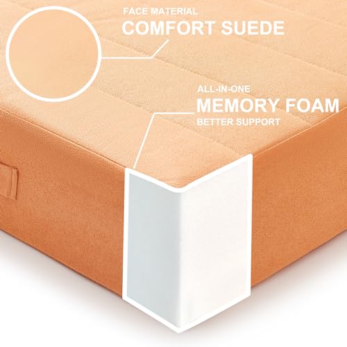 JKMAX 2 Pcs High Density Foam Floor Pillow - Upgraded Large Pillows Seating for Adults - Outdoor Floor Cushion with Soft Tufted Cover - Yoga Pillows for Sitting On Floor - 22 Inch Orange - color: Orange, size: 2 Counts