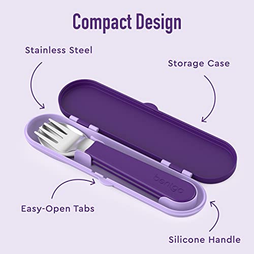 Bentgo Kids Stainless Steel Utensil Set - Reusable Fork, Spoon & Storage Case, PFAS- & BPA-Free, Easy-Grip Handles, Lightweight, Dishwasher Safe, School Lunch, Travel & Outdoors (Unicorn) - color: Unicorn