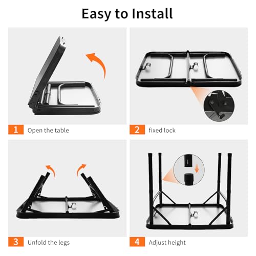 2FT Small Camping Portable Table, Black Aluminum Frame, Adjustable Height up to 21", Lightweight Carry Handle, Portable for Travel, Camping Outdoor Use - size: 2 ft × 1.3 ft × 1.78 ft H