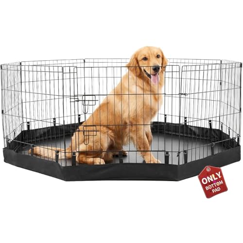 PJYuCien Dog Playpen Bottom Pad, Fits 24 Inch 8 Panels Regular Octagon Metal Exercise Pet Pen, Elastic Buckles Connections, Black (Note: Fence Not Included) - color: Only Black Bottom Pad, Elastic Buckles Connections