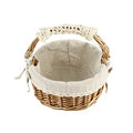 Wicker Basket with Handles, Woven Willow Storage Basket for Picnic,Decoration,Gift,Wedding (Beige Lace)