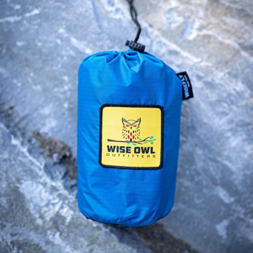 Wise Owl Outfitters Hammock Rain Fly – Waterproof Camping Tarp Cover with Tent Stakes & Carry Bag, Ultralight Shelter for Backpacking & Outdoor Shade - color: Blue, size: Standard (26 oz)