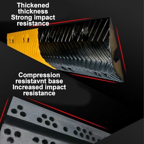 Rubber Cable Protector Ramp Anti-Slip Wear-Resistant Outdoor Cable Cover Yellow Black Striped Cable Protector for Parking Lots(9.5x35x100cm/3.7x13x39in) - size: 9.5x35x100cm/3.7x13x39in