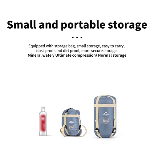 Naturehike Lightweight Compact Sleeping Bag, 59℉/32℉ Envelope Ultralight Backpacking Sleeping Bag Portable, Waterproof with Compression Sack for Cold&Warm, Camping, Traveling, Hiking - color: Shadow blue