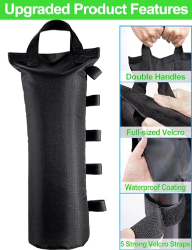 120LBS Extra Large Heavy Duty Canopy Weights Sand Bags for Ez Pop Up Canopy Tent Gazebo Outdoor Instant Sun Shelter Patio Umbrella, Upgraded 5 Full-Sized Magic Stick and 2 Nylon Handles, 4Pack - style: 4Packs Black