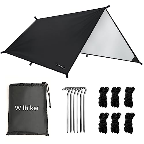 Tent Camping Tarp Hammock Rain Fly: Ultralight Tarps with 3000 PU Waterproof, Hammock Rainfly Sun-Proof Shade for Park Picnic Hiking Backpacking Fishing Outdoor Accessories, 10 x 10 ft