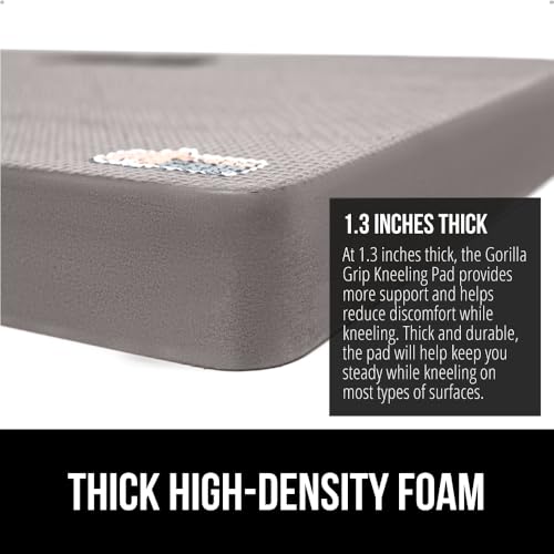 GORILLA GRIP® Extra Thick Patent Pending Supportive Foam Kneeling Pad, Large Cushion Knee Pads for Gardening, Baby Bath Time, Dirt and Water Resistant, Workout and Garden Supplies, 17.5x11, Gray - color: Gray