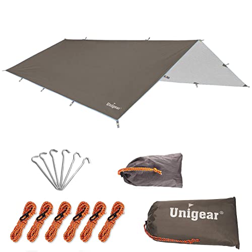 Unigear Hammock Rain Fly, 16.5/14.4/13.1/9.8ft Camping Tarp, UV Protection & Waterproof & Lightweight for Camping, Backpacking and Outdoor Adventure (Brown, 9.8 * 9.8ft) - color: Brown, size: 9.8*9.8ft
