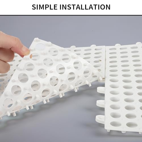 FAHKNS 50 PCS Interlocking Drainage Tiles, 12"x12" Anti Slip Interlocking Drain Mat, TPE Interlocking Floor Tiles for Showers, Toilets, Swimming Pools, Terraces, Drain, Pet Areas - color: White