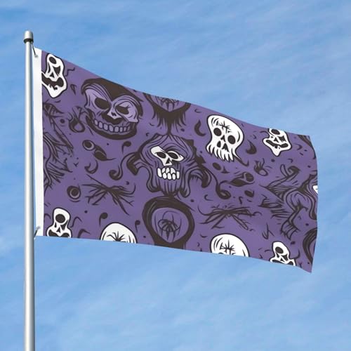 Horror Pattern On Purple Background Flag 2 X 3 Ft Double Sided Vertical Garden Flag Seasonal Holiday Banner With Brass Grommets Photo Backdrop Yard Flag For Outdoor Indoor Home Decor - color: Horror Pattern On Purple Background
