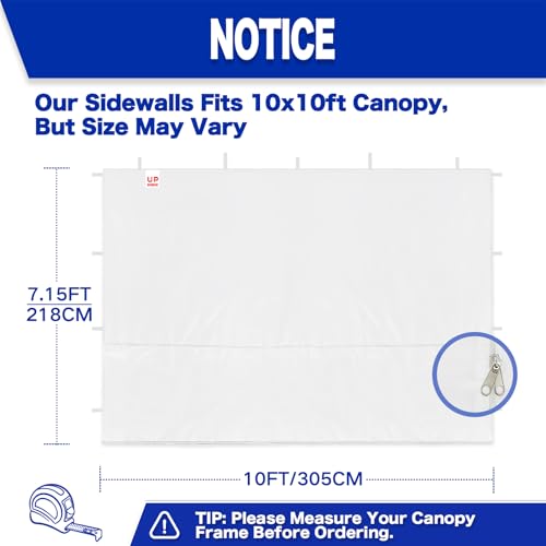 Fanpat Instant 10x10 Canopy Sidewalls for Pop Up Canopy, Waterproof UV Protection Fabric, 4 Packs Sidewalls with Zipper Door for Outdoor Events, Blue(4PCS Sidewalls Only, Canopy Tent Not Included) - color: Blue