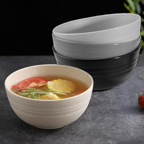 Unbreakable Wheat Straw Cereal Bowls Set of 4, 24 oz Microwave and Dishwasher Safe Lightweight Soup and Salad Bowl Sets, Reusable Dessert Bowls for Rice, Pasta, Snack, Fruit, BPA Free - color: Multicolor