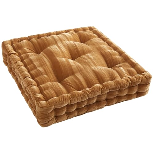 20" x 20" Yellow Velvet Floor Pillow – Plush Luxe Accent for Lounging & Décor