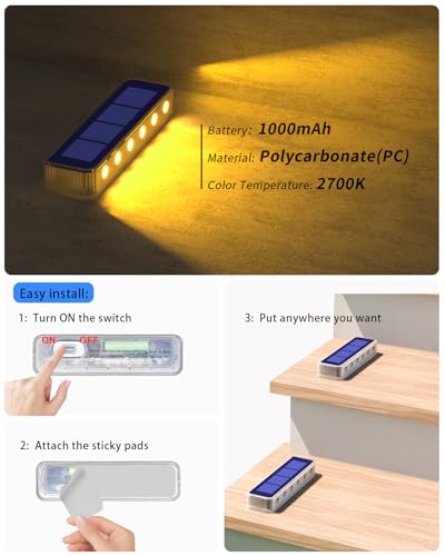 DetarZinLED Solar Step Lights for Outside, 2 Pack Solar Stair Lights, Warm White Outdoor Deck Light Waterproof, Outdoor Light Solar Powered for Deck, Dock, Pathway, Porch, Path, Ground, Backyard - color: Warm White, size: 2 Pack