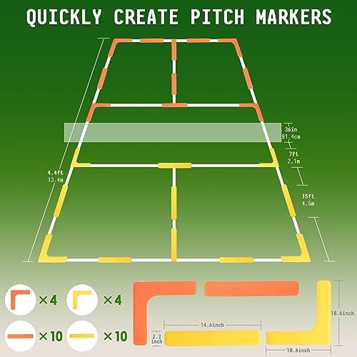 Hikeen Court Lines Marker Kit Anti-Slip and Wind-Resistant Throw Down Markers 28pcs or 84pcs, Pickleball Net Court for Outdoor Indoor Court - color: Yellow Orange