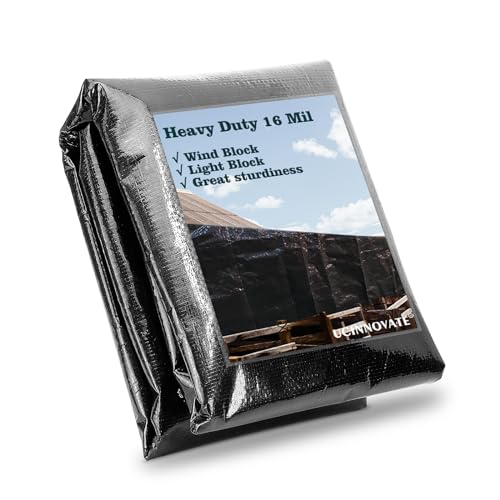 UCINNOVATE Black Tarp Waterproof 16 Mil Taprs Heavy Duty, 6.2x9.8 ft Waterproof Poly Tarp Cover with Grommets, UV Resistant Plastic Tarp for Emergency Rain Patio Furniture Woodpile Camping Pool Tent - size: 6.5x10 Ft 16mil Thick