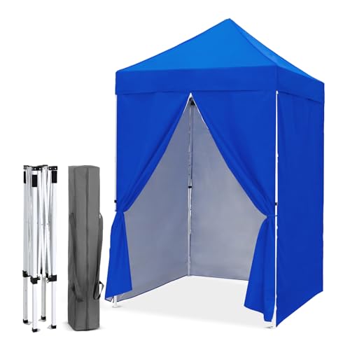 EAGLE PEAK 5x5 Instant Canopy with 4-Side Wall Panels, Small Pop up Portable Canopy Tent with Carry Bag, Light Weight Sun Shelter for Sports, Camping and Beach, Blue - color: Blue