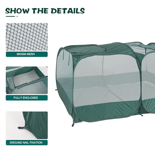 Foldable Portable Pet Playpen, Pop-Up Breathable Mesh Small Animal Cage with Transparent Walls & Bottom, Outdoor Indoor Small Animal Enclosures Tent for Lizards,Cats,Chickens,Rabbits (2M)