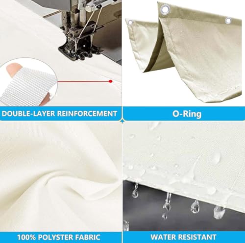 Retractable Waterproof Wave Sun Shade Canopy Pergola Cover Shade Sail Awning 4' x 8' for Outdoor Patio Porch Garden Deck Backyard Cream