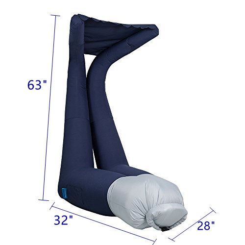 Portable Outdoor & Indoor Inflatable Air Lounger Sofa with Handy Storage Bag for Travelling (navy3)