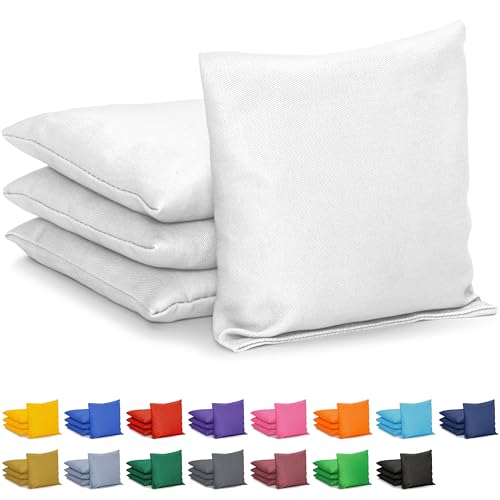 GoSports Classic Cornhole Bean Bags Set of 4-16 Colors Available - Regulation All Weather, Mix and Match - color: White, size: 6 X 6"