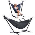 SUNCREAT 2-in-1 Hammocks Convertible Portable Double Hammock with Stand Included, Outdoor Hammock and Stand, Patented, Dark Grey - color: A-dark Grey
