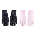 Lightweight Summer Fingerless Gloves Men Women UV Sun Protection Driving Cotton Gloves Nonslip Touchscreen Mittens - color: 2pairs-pink+floral Black
