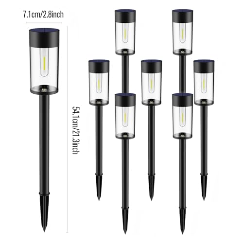 8 Pack Solar Pathway Lights Outdoor Waterproof, High Brightness LED Solar Garden Lights for Patio, Yard, Lawn, Landscape, Driveway, Walkway, Auto On/Off, 3000K