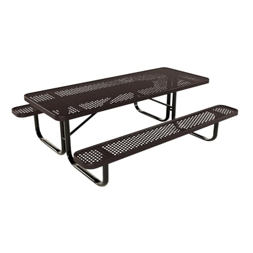 COATEDOUTDOORFURNITURE Heavy-Duty Portable Outdoor Kids Table, Punched Steel Kids Picnic Table, Commercial-Grade Picnic Table, Made in America (6ft Rectangular, Childrens, Brown) - color: Brown, size: 6 Ft, Rectangle Childrens, Punched Steel