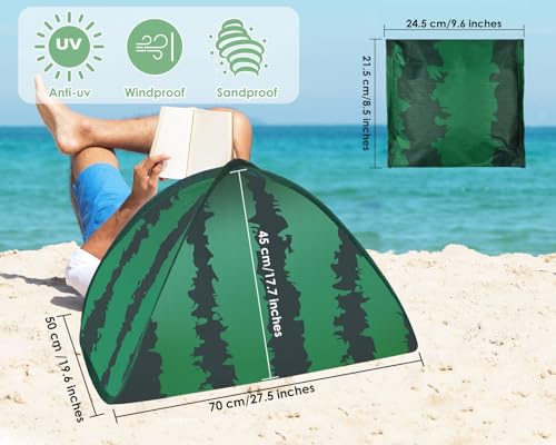 Mini Tent for Pets Small Dog Tent for Beach Portable Pop Up Sun Shade Shelter with Phone Compartment for Puppy and Large Cats Small Animals Sun Canopy for Camping and Outdoor (Watermelon) - style: Watermelon