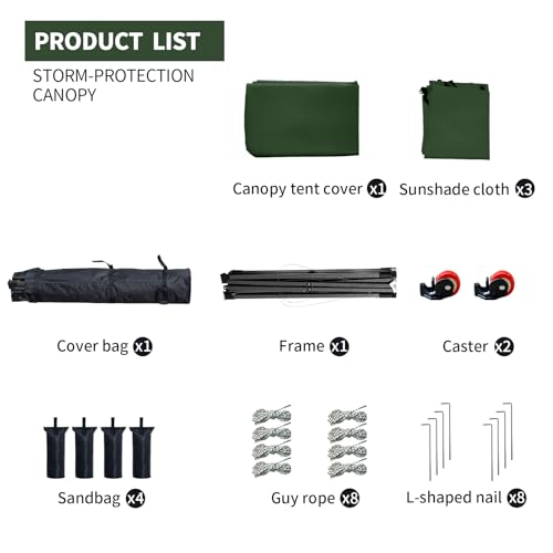 10x10 Pop up Canopy Tent with Sidewalls,Heavy Duty Waterproof Sun Shade Canopy Easy up Canopy with Wheel Bag Commercial Gazebo Tent for Outdoors Parties Vendors Camping Beach(Dark Green) - color: Dark Green