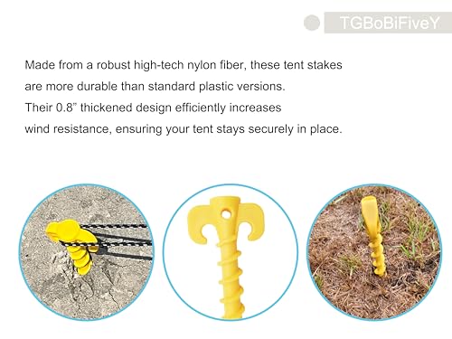 5 Pack Ground Anchors Spiral Stakes for Outdoor Camping for Landscaping Securing Weed Barrier Fabric Irrigation Tubing, Holding Fence Tarpaulin 8.5 Inch Tent Stakes