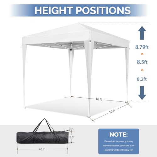 VINGLI 10x10 Pop Up Canopy Tent with Sidewalls, Outdoor Gazebo Canopy Tent, Patio Event Tents Outdoor Event Shelter for Parties (White) - color: White, size: 10x10