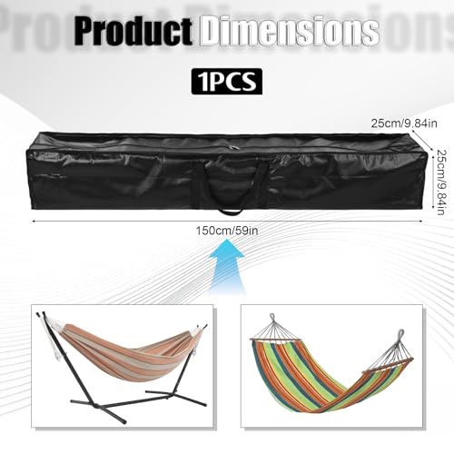 Oversized Hammock Storage Bag, Heavy Duty Waterproof Hammock Cover, 60''L x 10''W x 10''H Portable Steel Hammocks Stand Carrying Bag with Handle, Hammocks Chair Stand Carrying Bags