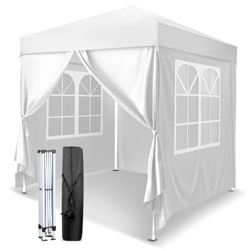 VINGLI 6.5x6.5 Pop Up Canopy Tent with Sidewalls, Outdoor Gazebo Canopy Tent, Patio Event Tents Outdoor Event Shelter for Parties (White) - color: White, size: 6.5x6.5