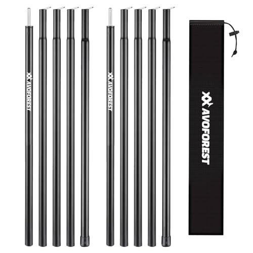 Tent Poles for Tarp, AVOFOREST Camping Tent Tarps Poles Adjustable Camping Accessories 76in Heavy Duty Poles Thicker Tent Pole with a Diameter of 0.65in for Backpacking Hiking Awning - color: 76inch-2pcs