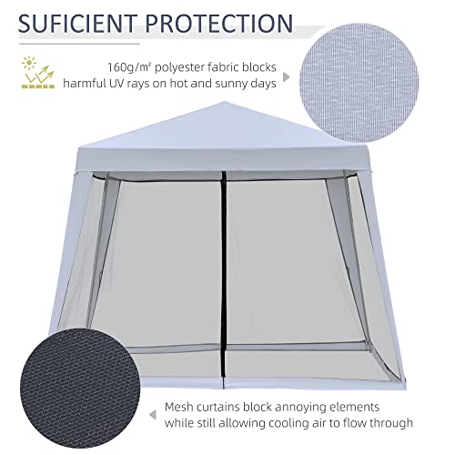 Outsunny 10'x10' Outdoor Canopy Tent, Slant Leg Sun Shelter with Mesh Sidewalls, Patio Tents for Parties, Grey - color: Gray