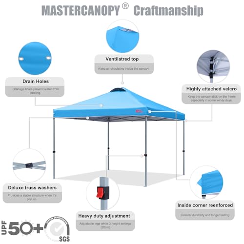 MASTERCANOPY Durable Pop-up Canopy Tent with Roller Bag (10x10, Sky Blue) - color: Sky Blue, size: 10x10