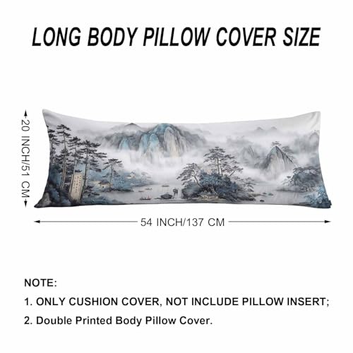 Japanese Landscapes Body Pillow Cover Japanese Mountain Painting Decorative Body Pillow Covers Long Pillow Cushion Case Zipper Body Pillowcase for Bedding,Couch,Home 20"X54" - color: Japanese Landscapes, size: 54" x 20" (Pack of 1)