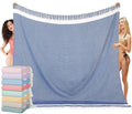 Vikumond Oversized Turkish Beach Towel Blanket XXL Cotton Sandproof Towels Boho Woven Extra Large Big Sand Free Giant Throw Blankets Huge Quilt XL Picnic Camping Necessities Cloud for Adult Gifts - color: Cten Dark Blue, size: XXXL(88x82 IN,224x208 CM)