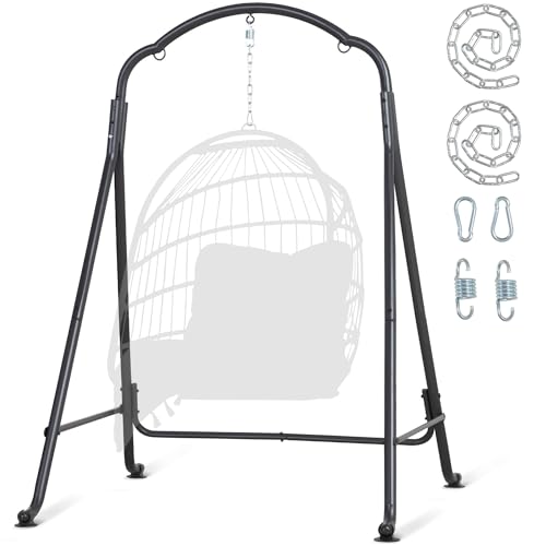 SUNCREAT Hammock Chair Stand, Heavy-Duty Steel Swing Stand, 400lbs Capacity, Multi-Use Hanging Chair Stand for Outdoor Indoor, Hammock Chair not Include, Black - color: Black-Artistic