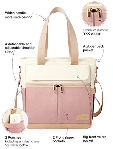 JOYHILL Lunch Bag for Women, Lunch Tote Leakproof Insulated Lunch Box with Shoulder Strap, Adult Reusable Lunch Cooler Tote Bags for Work Picnic Camping Beach (A-PINK) - color: A-PINK