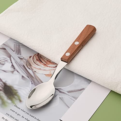 8-Piece Espresso Spoons, 304 Stainless Steel Flatware Set with Wooden Handle, Small Spoons for Dessert, Tea, Appetizer, Coffee, 6.3 inches - size: 8-Piece Dessert Spoon