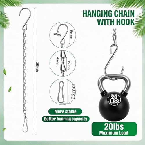 EBOOT 2 Pcs Hanging Chain for Bird Feeders, Planters, Lanterns and Ornaments (Silver,35 Inch) - color: Silver, size: 35 Inch