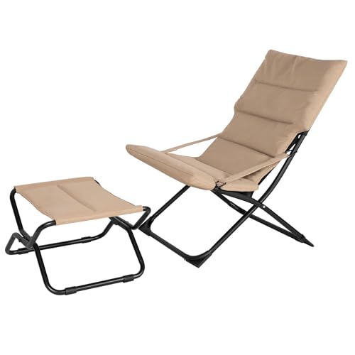 Abba Patio Heavy-Duty Outdoor Chaise Lounge Chair, Reclining Folding Camping Chair with Removable Footrest, All-Weather Portable Patio Furniture for Poolside, Beach, Lawn, Indoor Outdoor Use, Brown - color: Brown