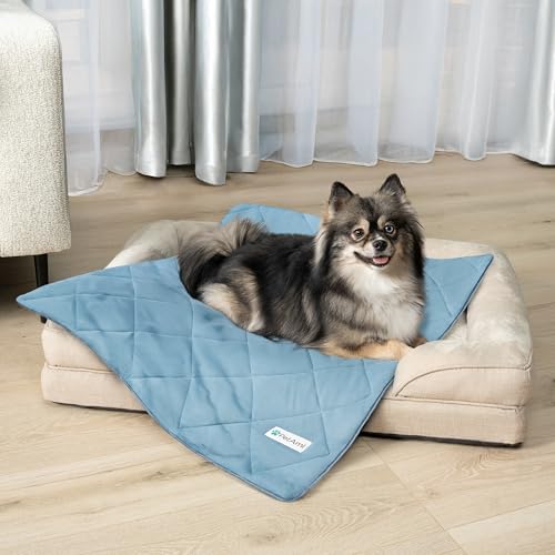 PetAmi Premium Cooling Dog Blanket | Lightweight Fluffy Pet Throw Blanket Bed Cover for Dogs, Cat, Puppies | Pet Blanket Furniture Protector Couch Sofa | Reversible Fuzzy Cozy | 24x32, Dusty Blue - color: Dusty Blue, size: Small (24x32)