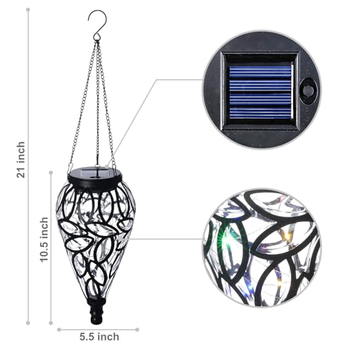 SUNNYPARK Outdoor Plastic Solar Hanging Lantern, 15 Multi Color LEDs Twinkle Effect Tear-Shaped Hanging Lantern Decor Garden Decorative Solar Lights for Backyard, Patio and Lawn - style: Multi-color