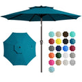 JEAREY 9' 2-Tiers Patio Umbrellas Outdoor Table Market Umbrella w/Push Button Tilt/Crank, 8 Sturdy Ribs, UV Protection Waterproof Sunproof(Cerulean) - color: Cerulean