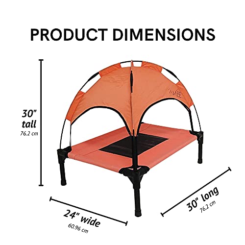 Midlee Salmon Dog Cot with Canopy (24" x 30")- Elevated Dog Bed Outside Dog Tent Carrying Bag - size: 24" x 30"